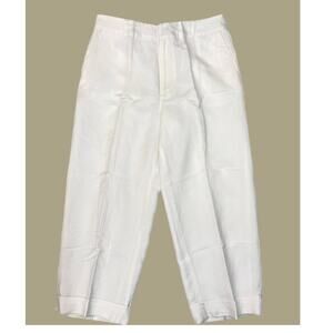 Linen Wide Leg Pants with Cuffs, Creamy White, Size 10, Lined, JG Hook